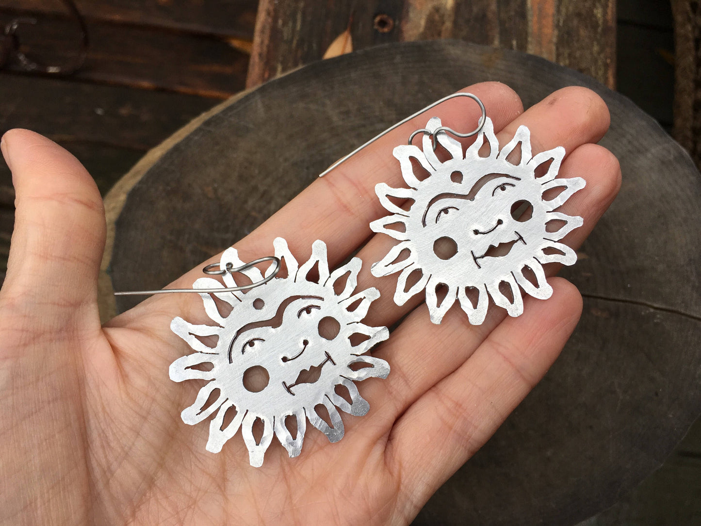Handmade Mexican Sun Face Earrings: Adriana Soto Design