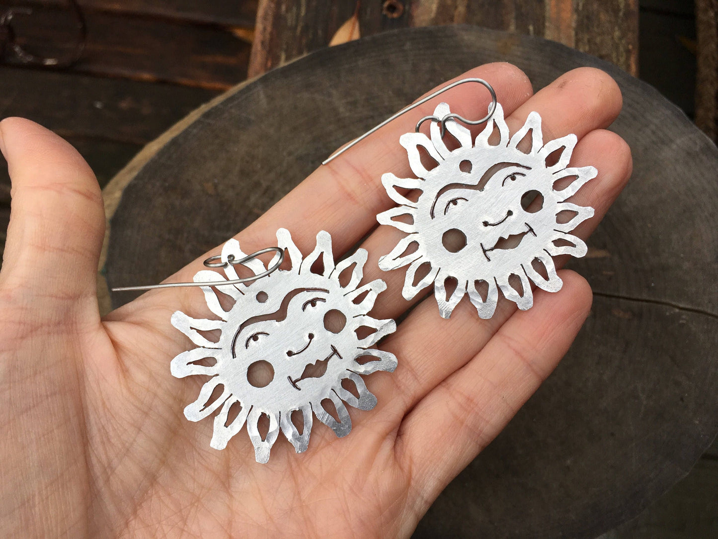 Handmade Mexican Sun Face Earrings: Adriana Soto Design