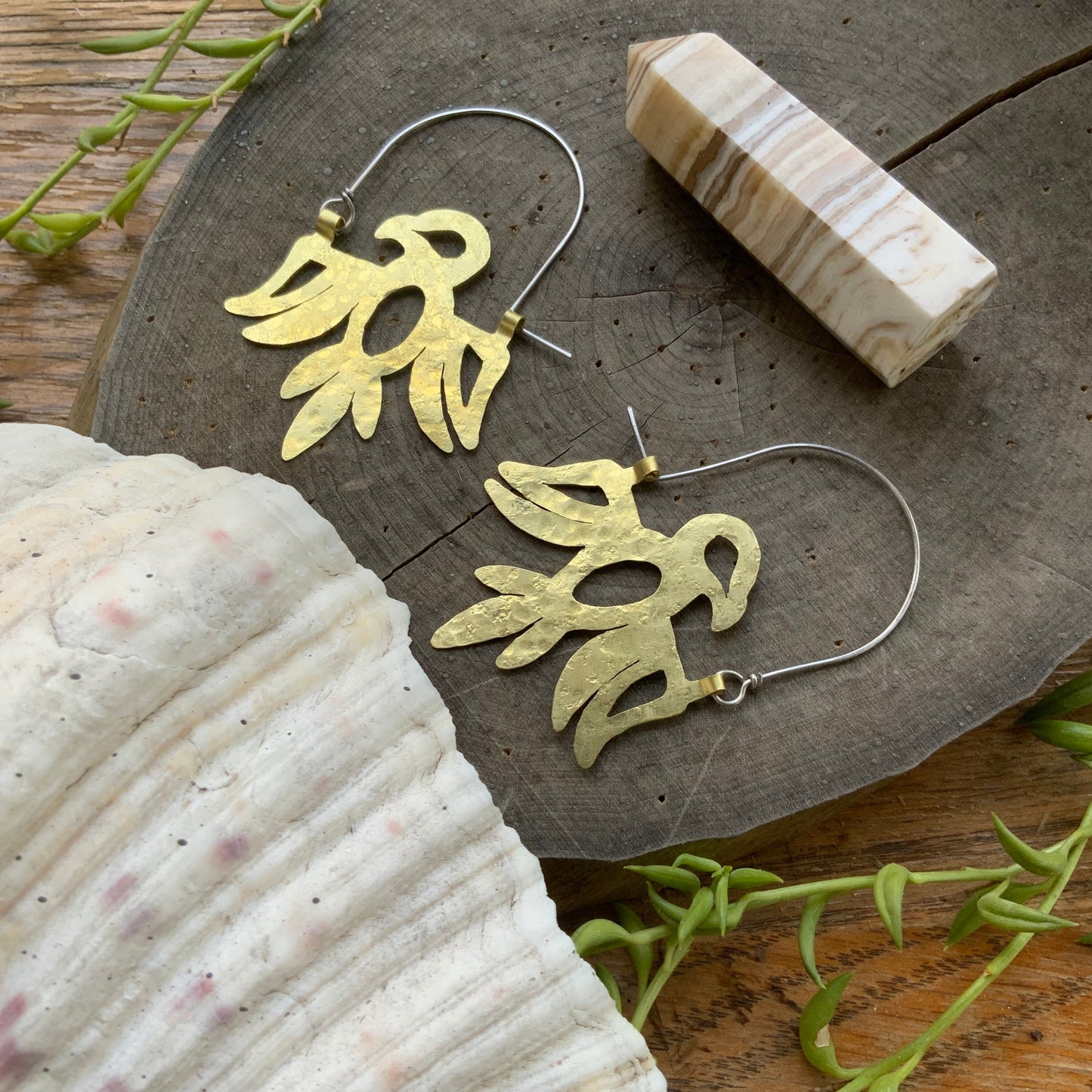Handmade Thunderbird Hoop Earrings, Aluminum Bird Jewelry