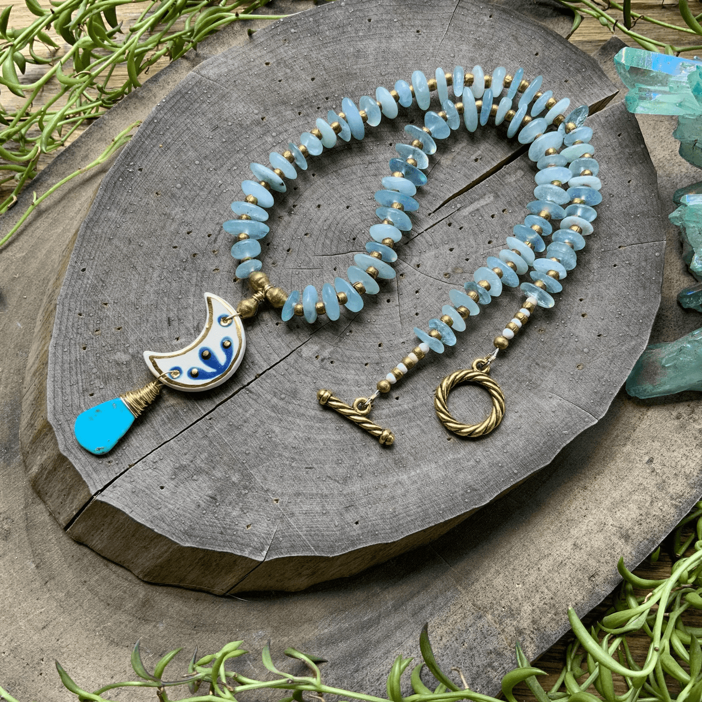Indigo Moon and Aquamarine necklace