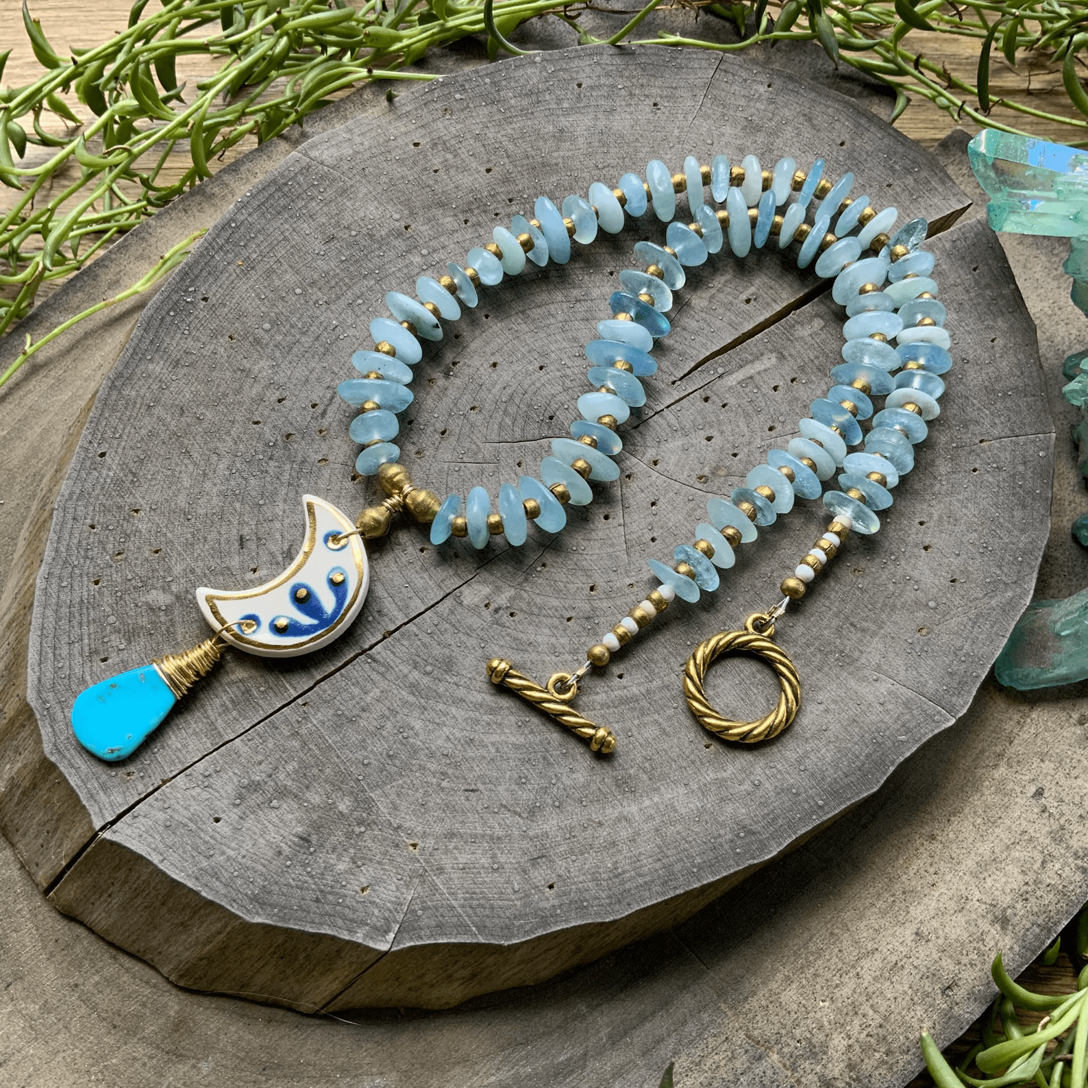 Indigo Moon and Aquamarine necklace
