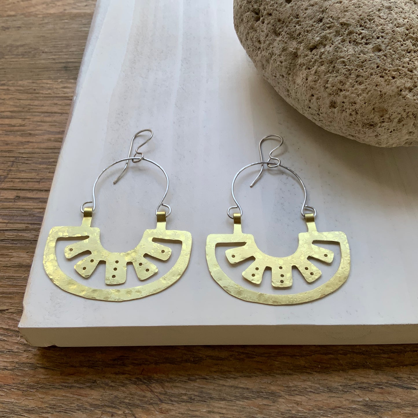Oaxacan raw metal slice earrings