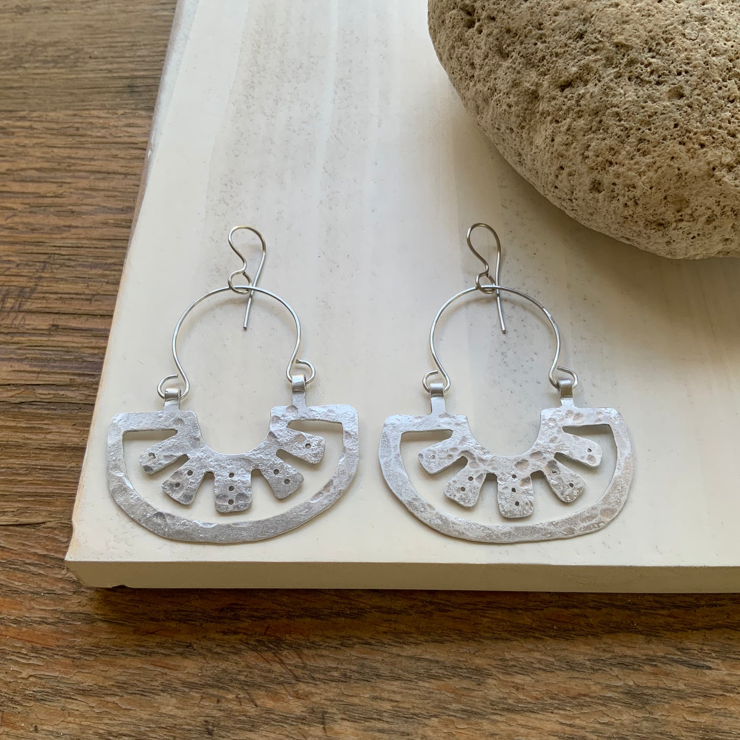 Oaxacan raw metal slice earrings