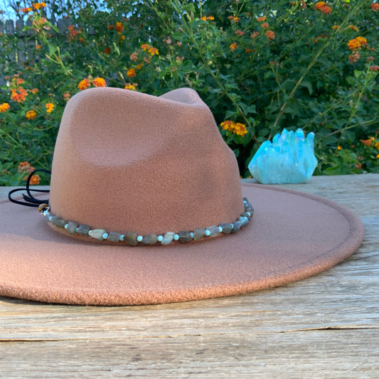 Crystal Hatband, Raw Labradorite and Amazonite Hat Band