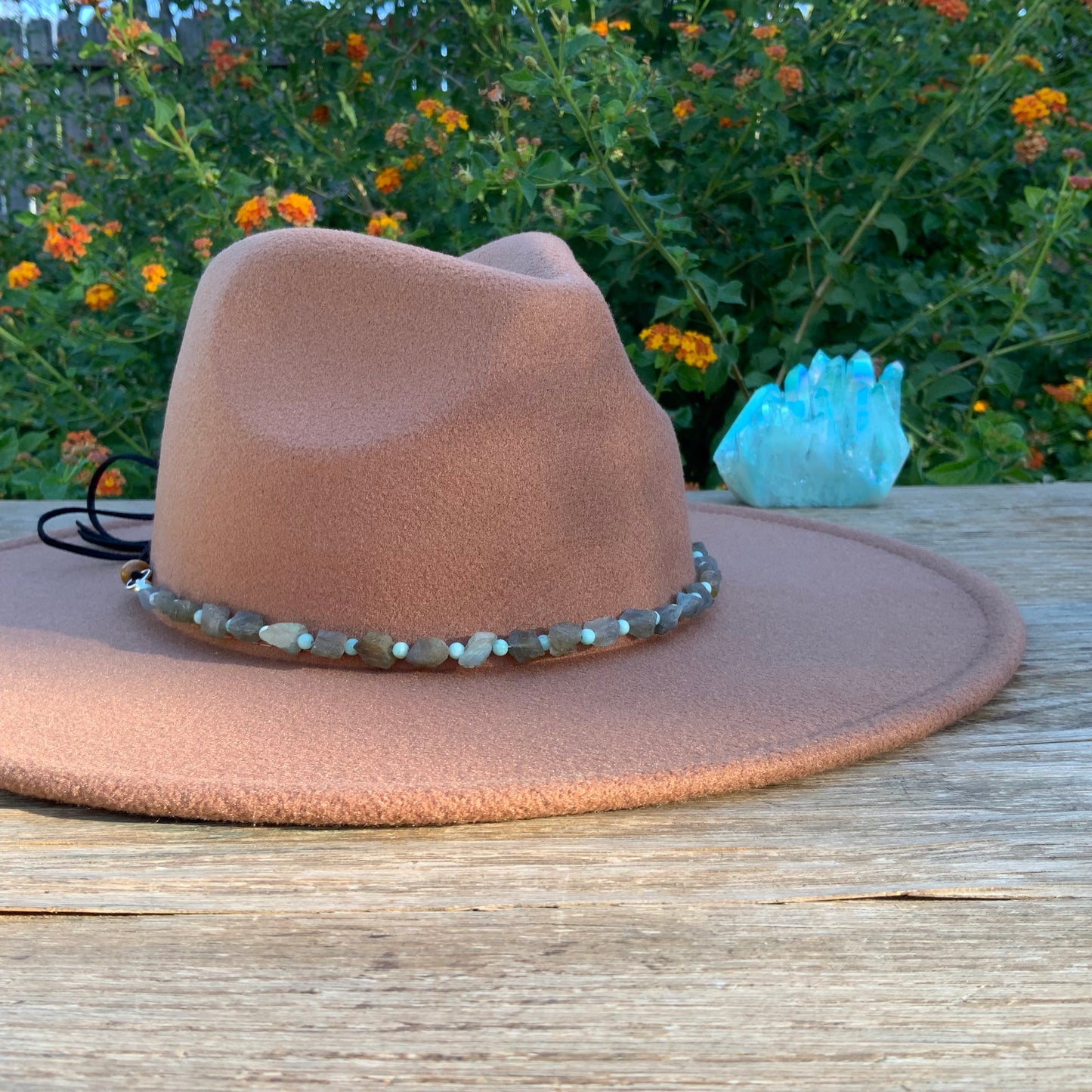 Crystal Hatband, Raw Labradorite and Amazonite Hat Band