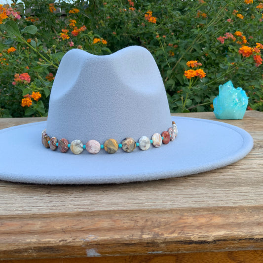 Crazy Lace Agate Hatband, Gemstone Hat Band