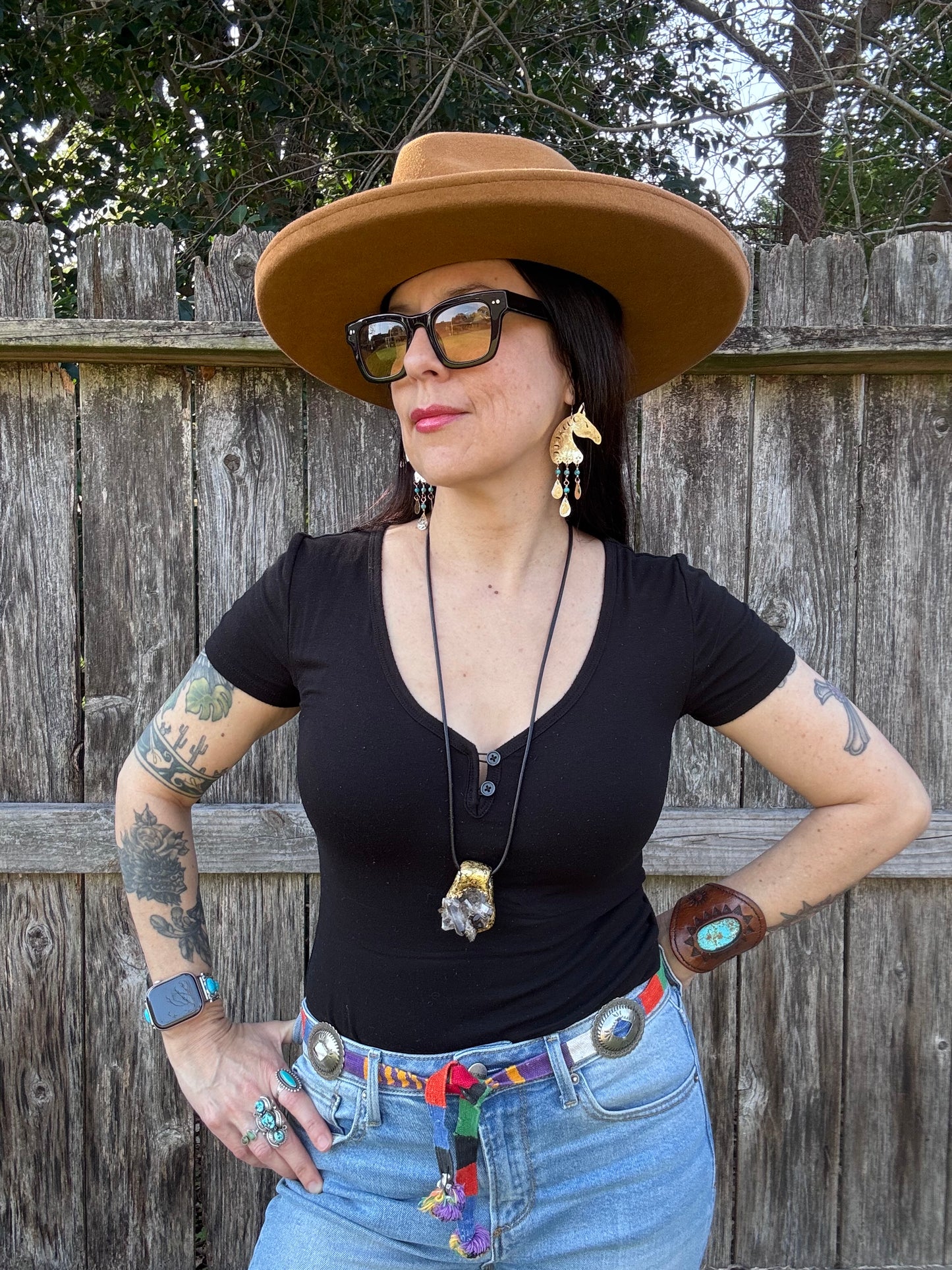 Celestial Horse head earrings with turquoise beads