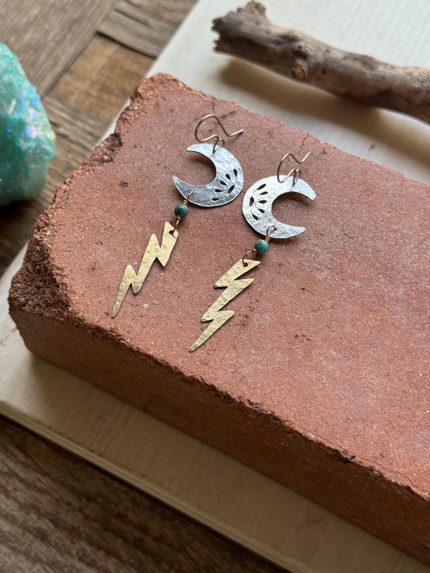 Lightning from the Sky mixed metal dangle earrings