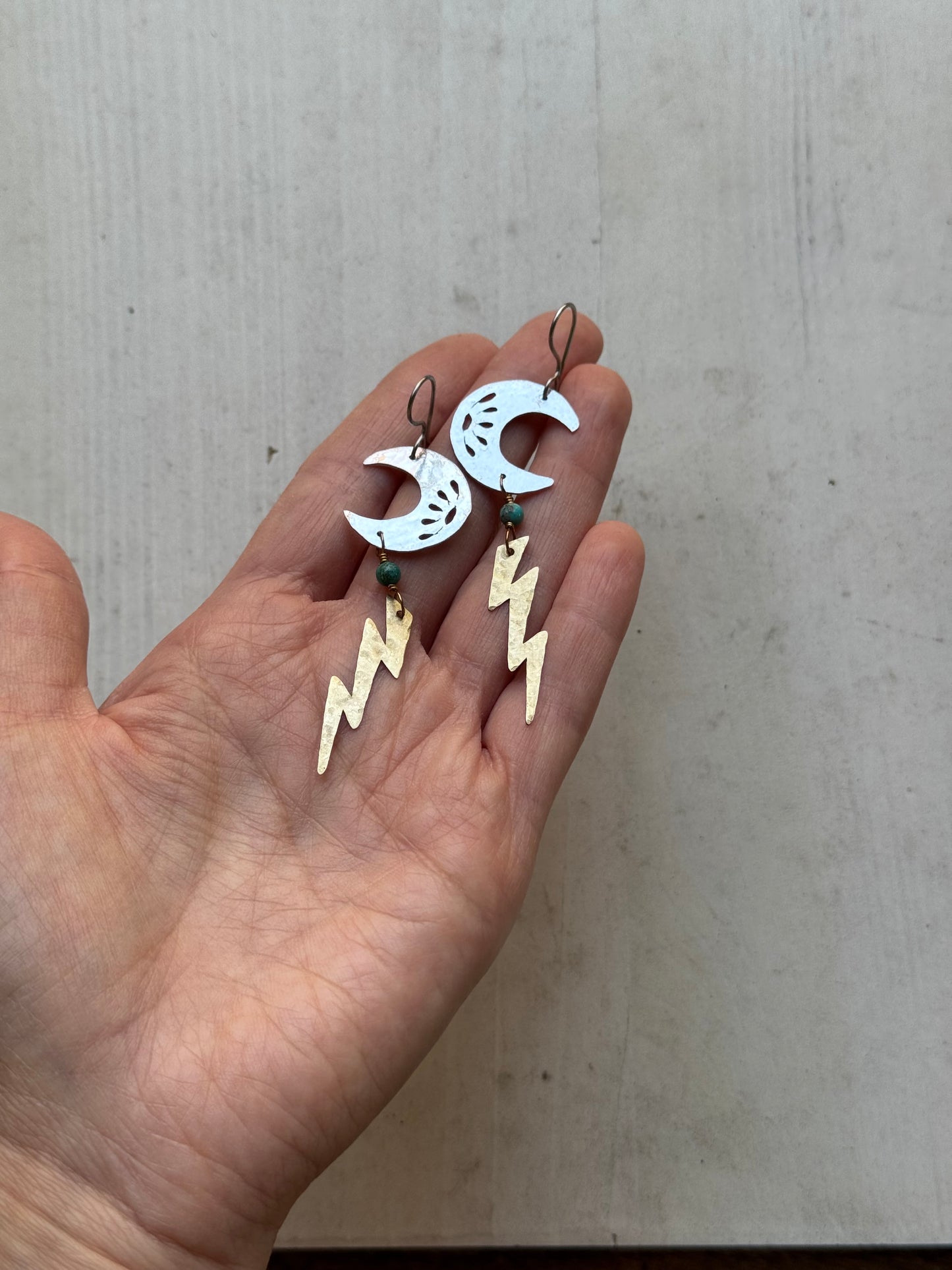 Lightning from the Sky mixed metal dangle earrings