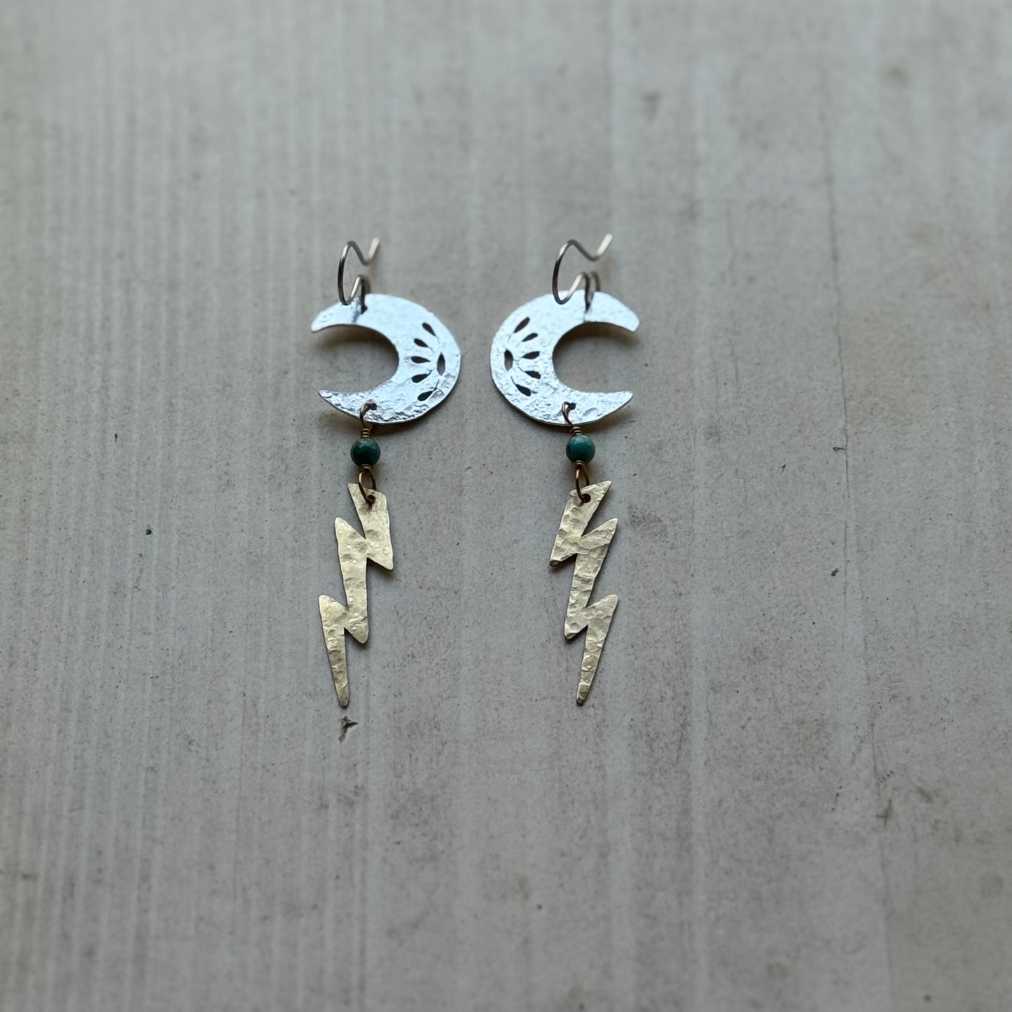 Lightning from the Sky mixed metal dangle earrings