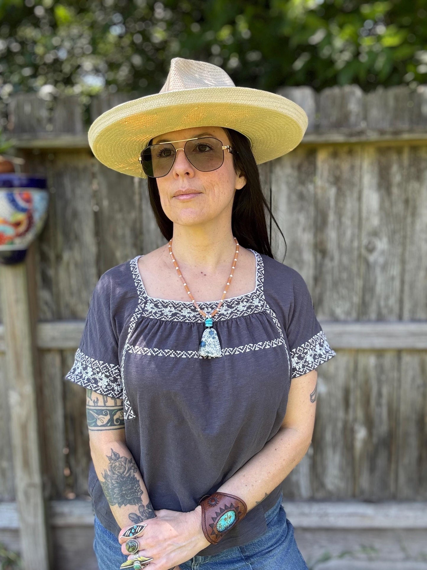 K2 Azurite & Orange Aventurine Necklace with Turquoise