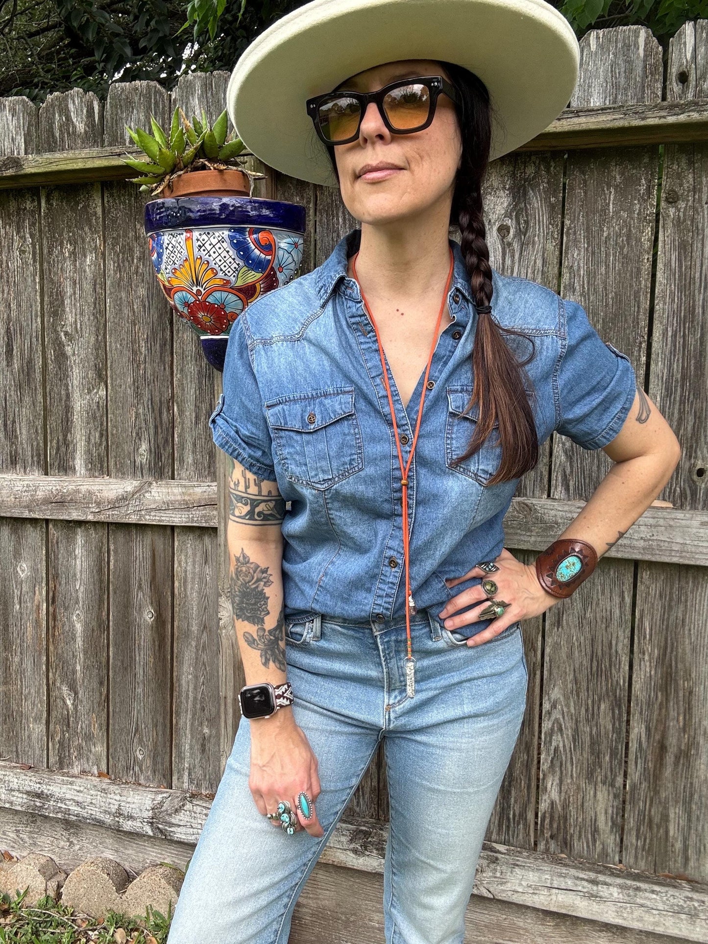 K2 Azurite & Raw Amethyst Bolo Tie – Terracotta Vegan Suede Cord