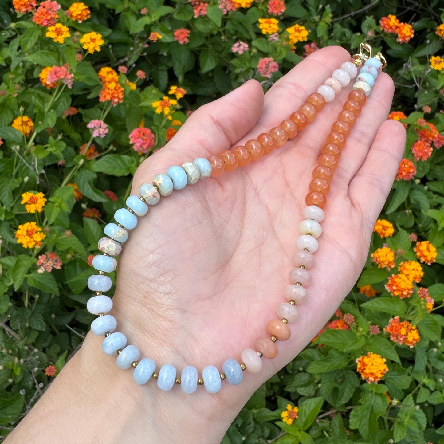 Pastel Dyed Jade choker Necklace | Handmade Boho Gemstone Layering Necklace (etsy image id: 8077466673)