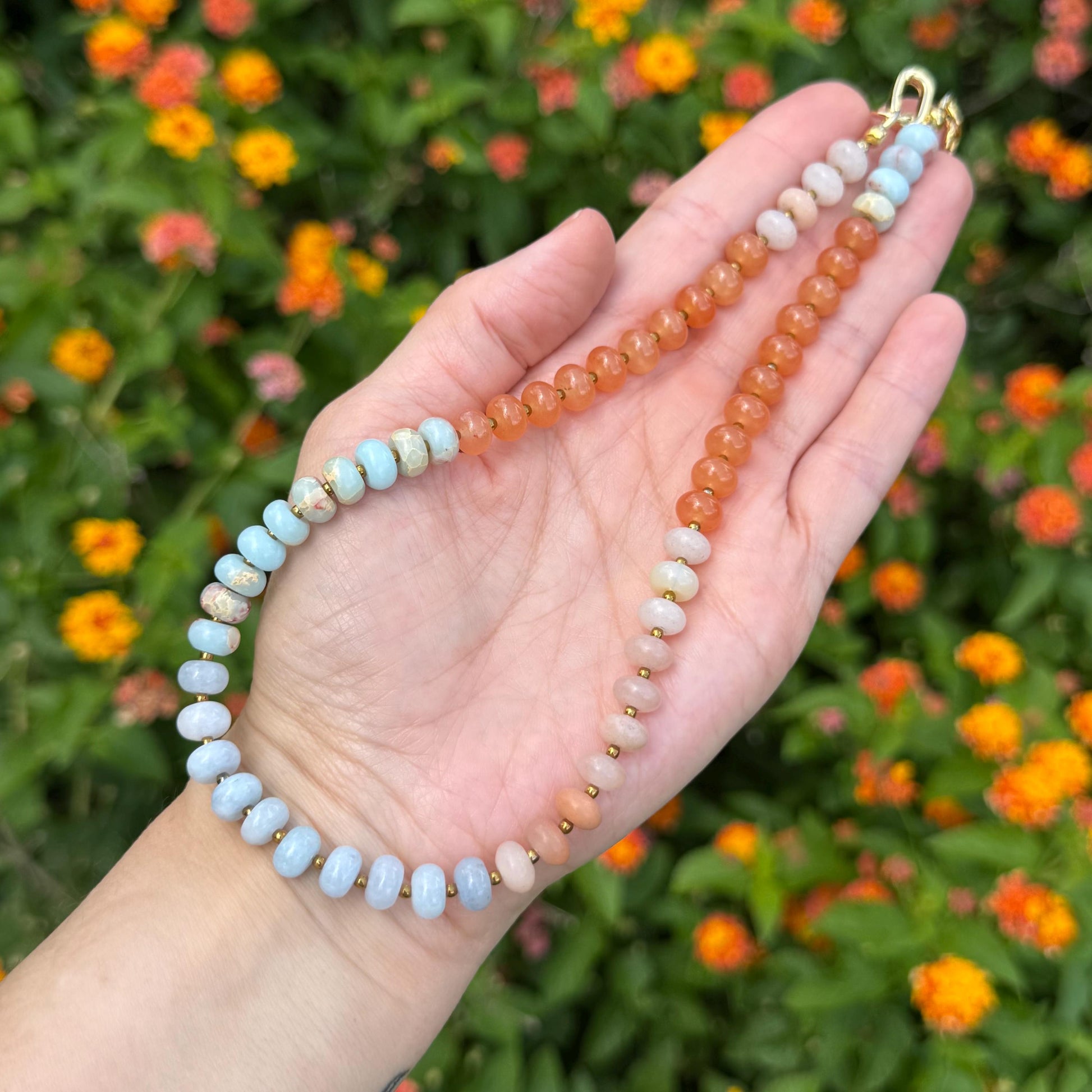Pastel Dyed Jade choker Necklace | Handmade Boho Gemstone Layering Necklace (etsy image id: 8029555788)