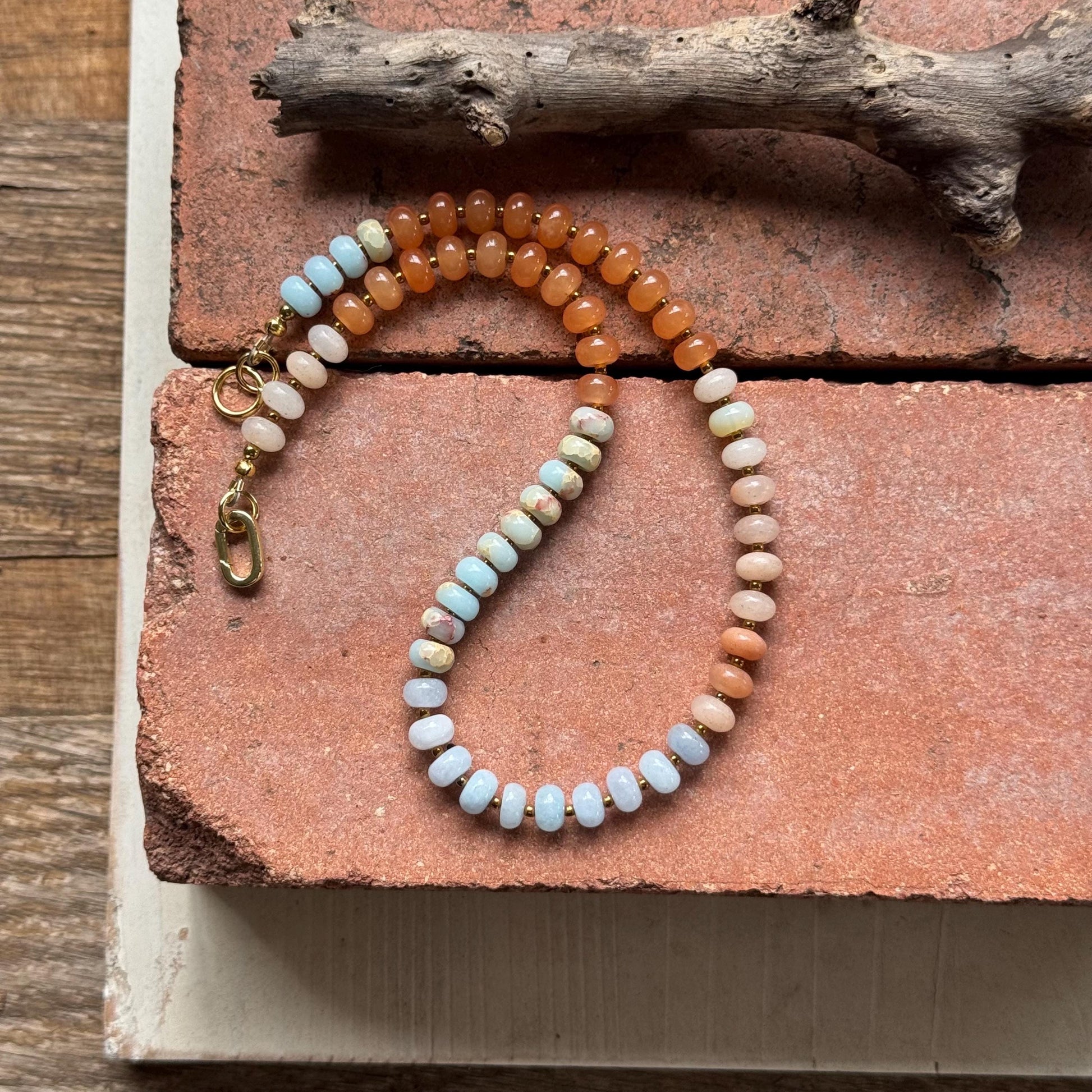 Pastel Dyed Jade choker Necklace | Handmade Boho Gemstone Layering Necklace (etsy image id: 8029555804)