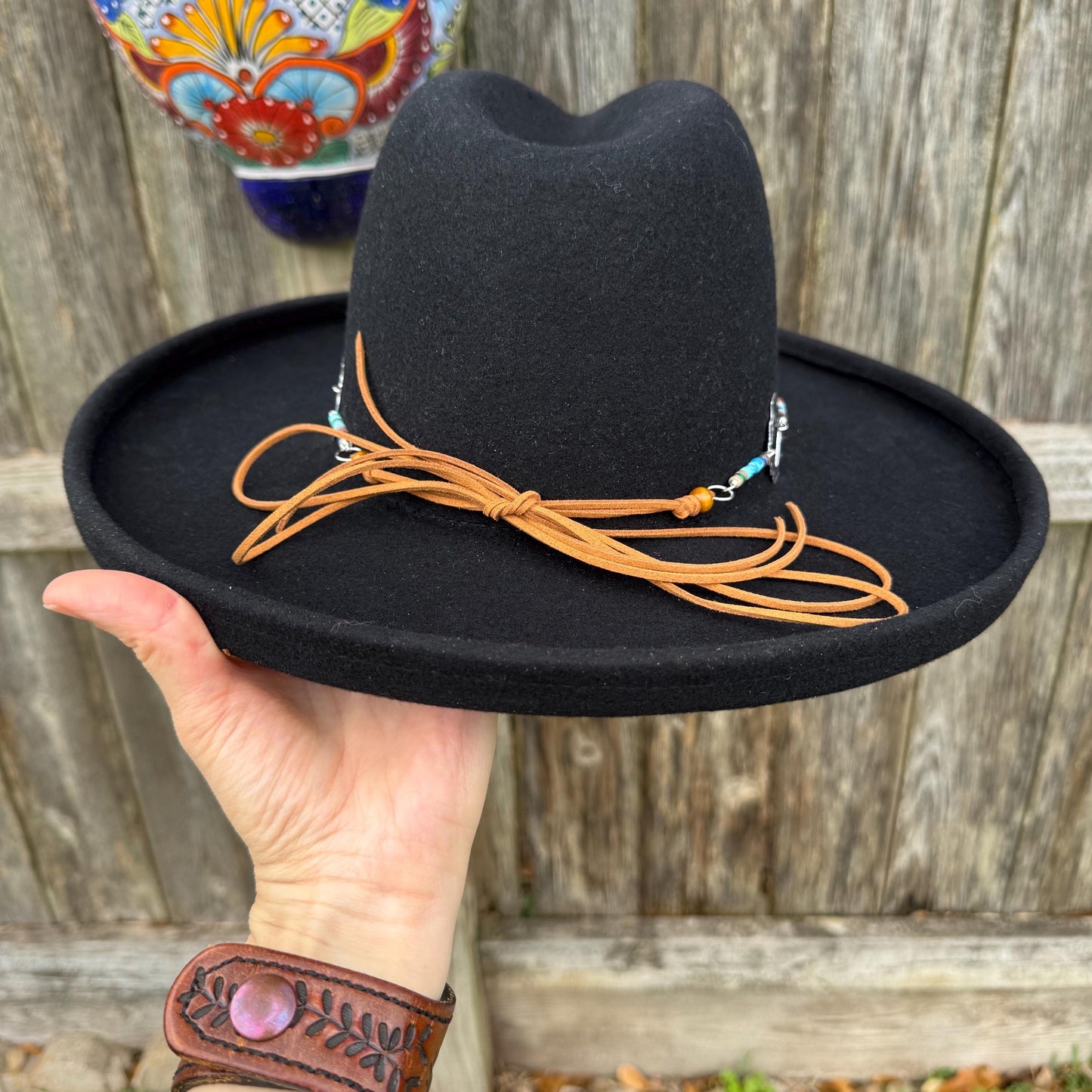Santa Fe Hatband, Southwest heishi bead hat band