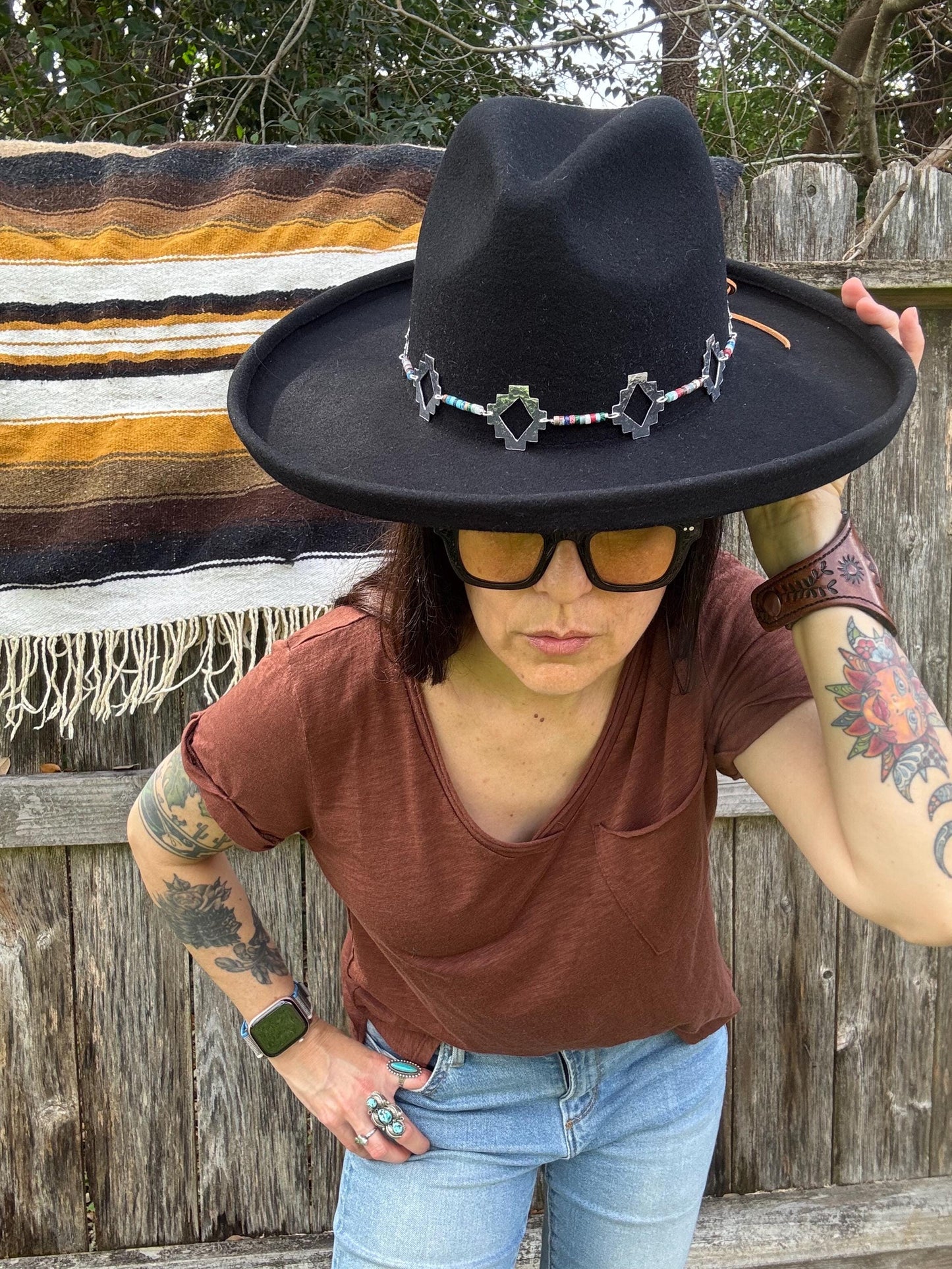 Santa Fe Hatband, Southwest heishi bead hat band