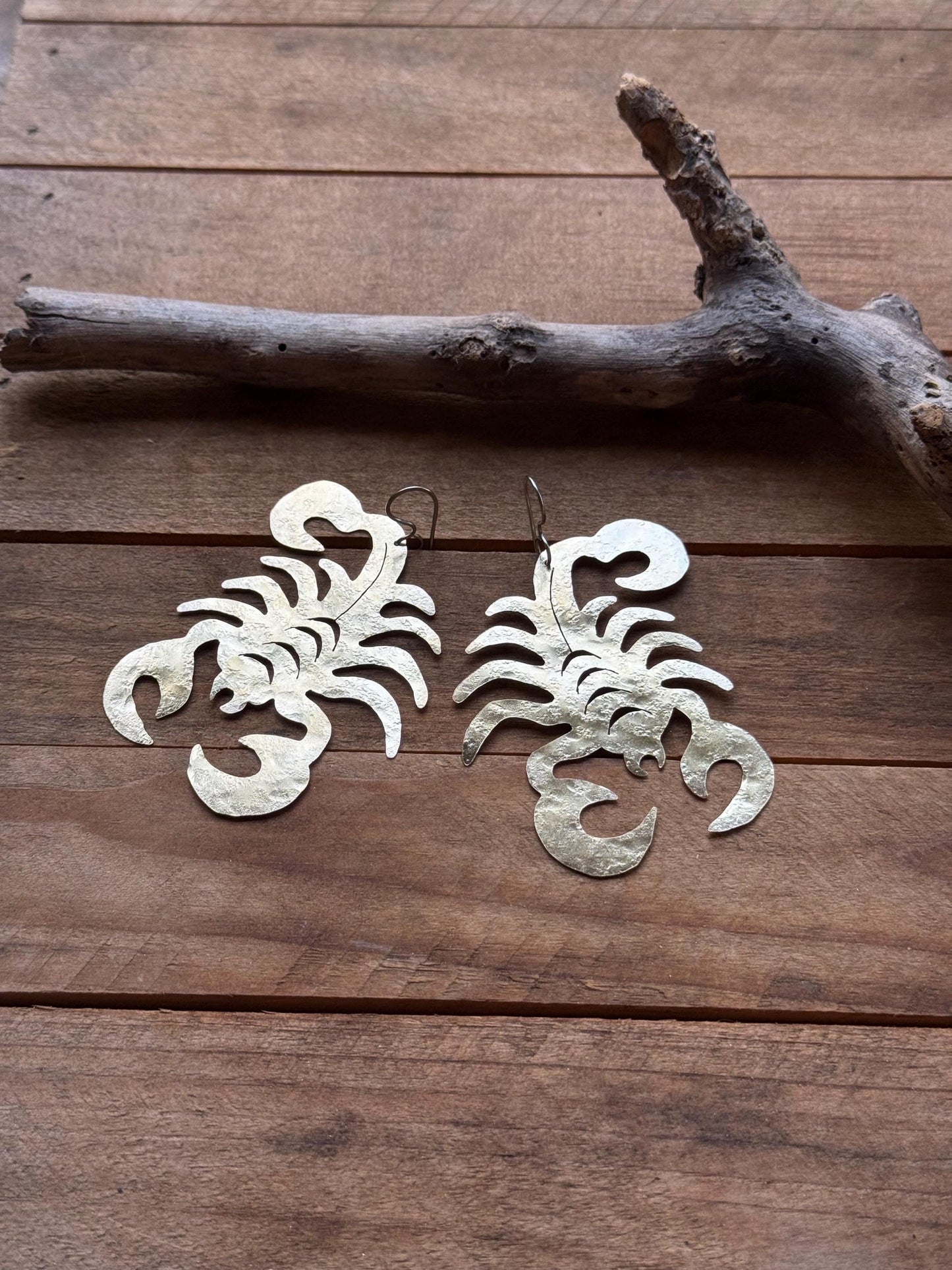 Scorpion Statement Earrings – Large Desert Inspired Dangles – Brass Aluminum or Copper – Bold Artisan Jewelry