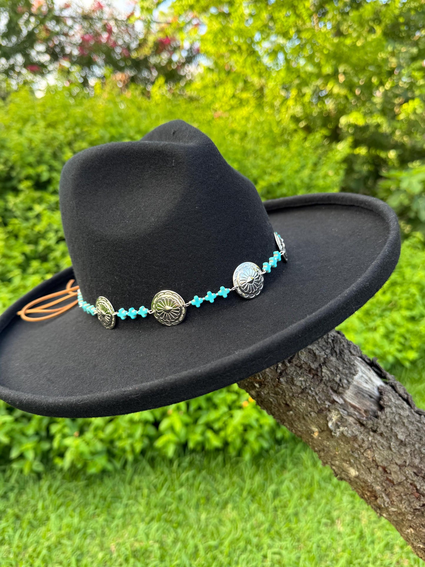 Southwestern Concho Hat Band | Blue Stone Cross | Boho Western __etsy:8215755429
