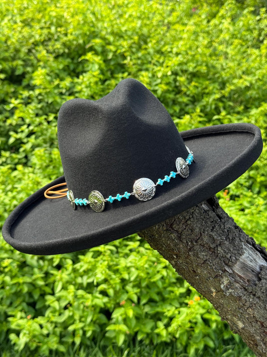 Southwestern Concho Hat Band | Blue Stone Cross | Boho Western __etsy:8215754343
