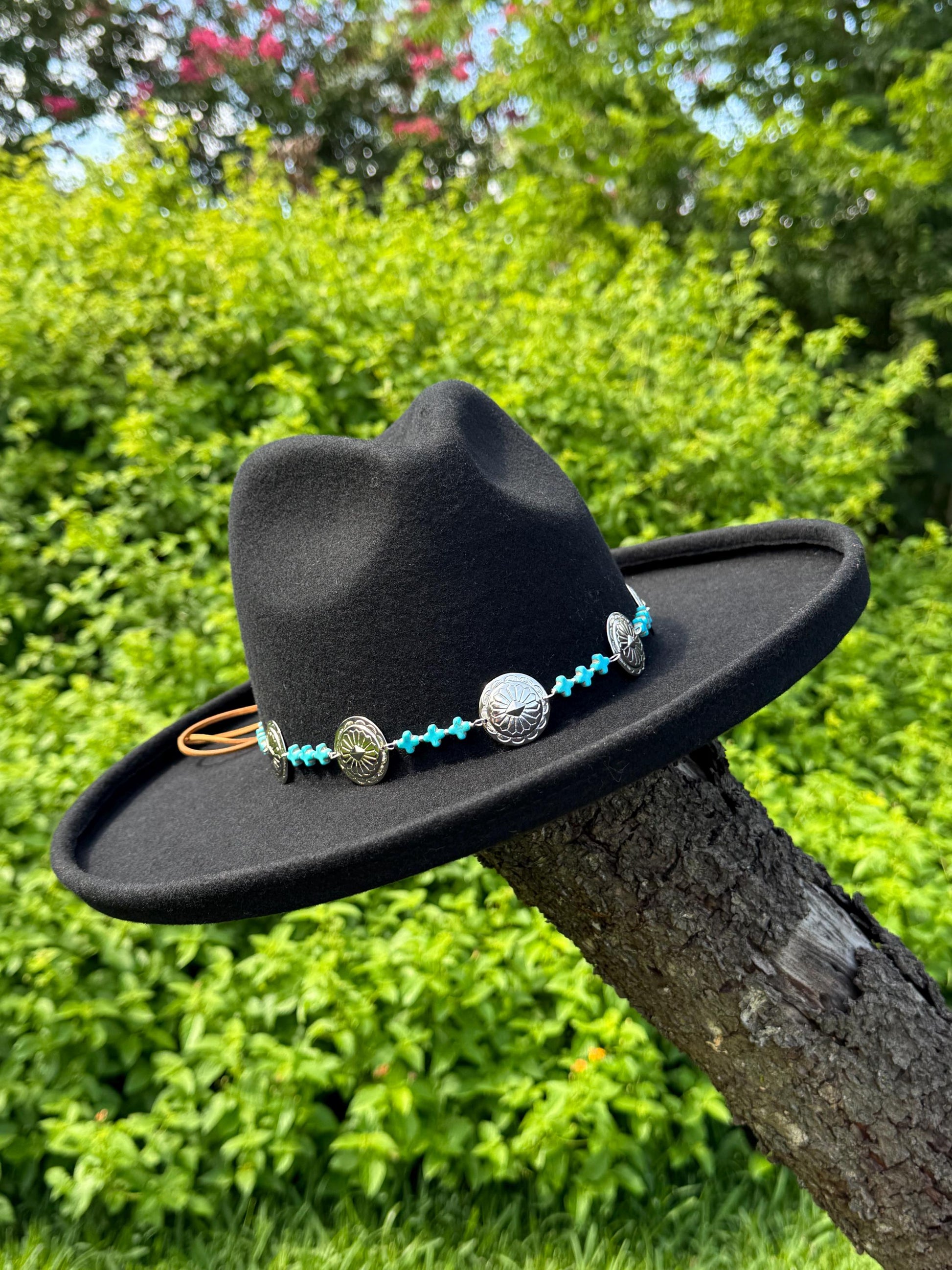 Southwestern Concho Hat Band | Blue Stone Cross | Boho Western __etsy:8167818588