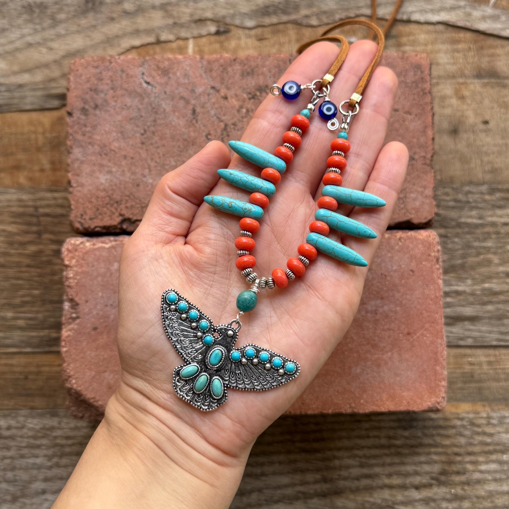 Southwestern Spiked Thunderbird Necklace __etsy:8181193769