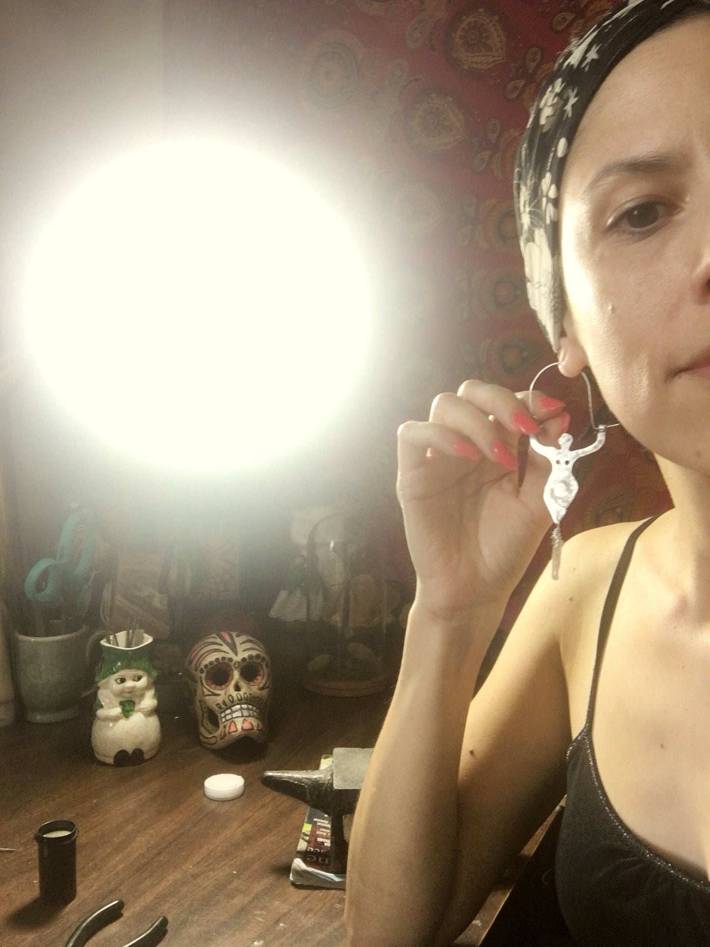 Spiral Goddess Earrings: Handmade Aluminum & Crystal Jewelry