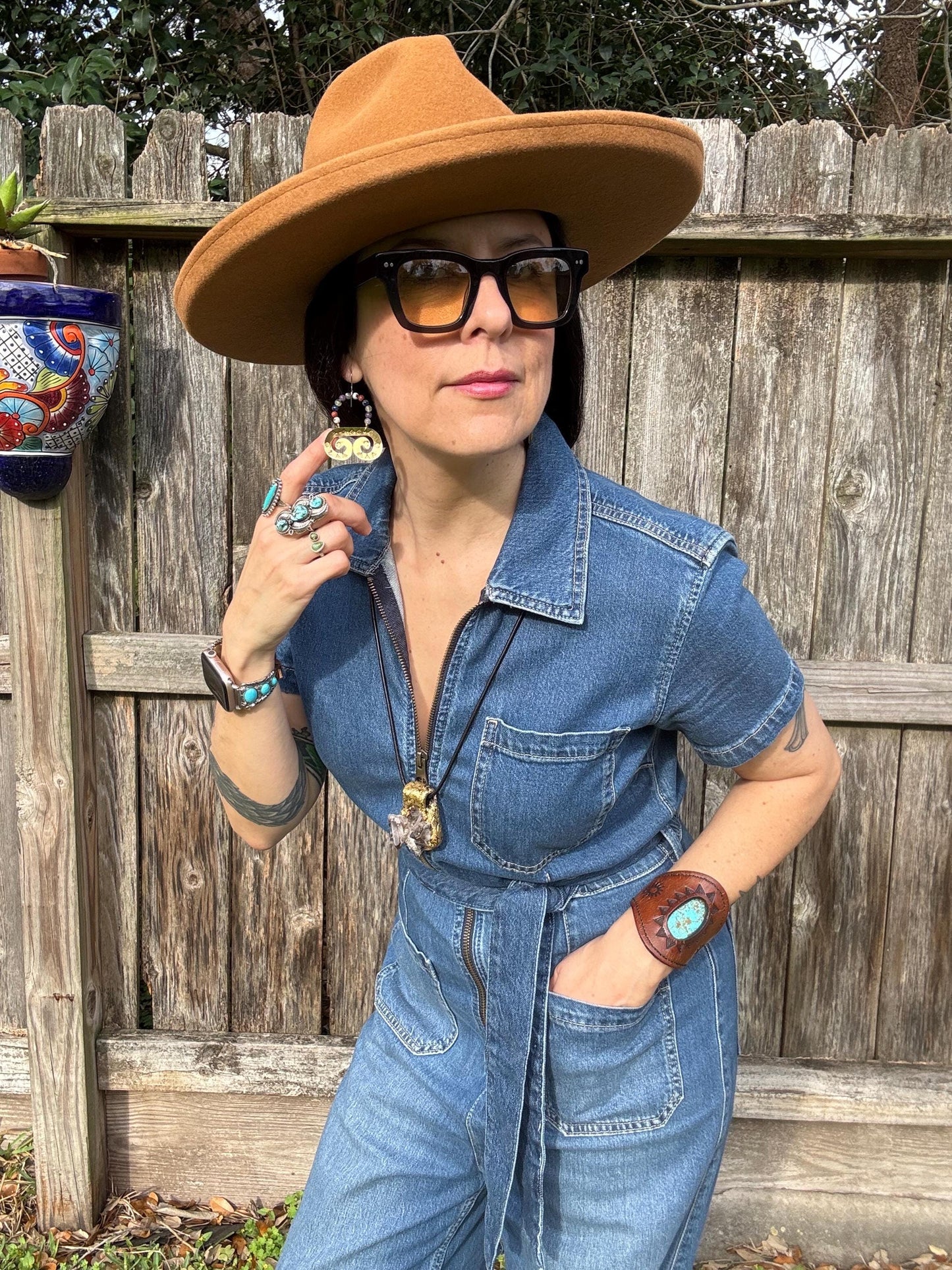 Temple Spiral Earrings – Hand Stamped Brass with Mixed Gemstone dangles