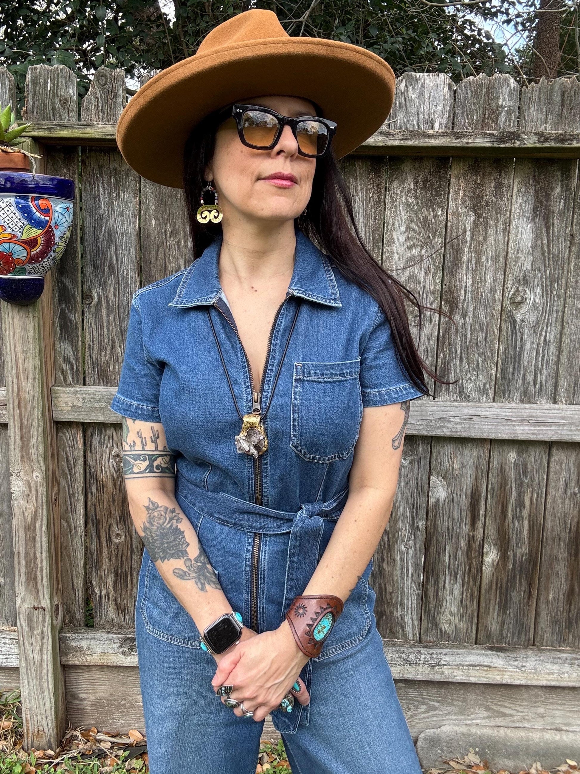 Temple Spiral Earrings – Hand Stamped Brass with Mixed Gemstone dangles