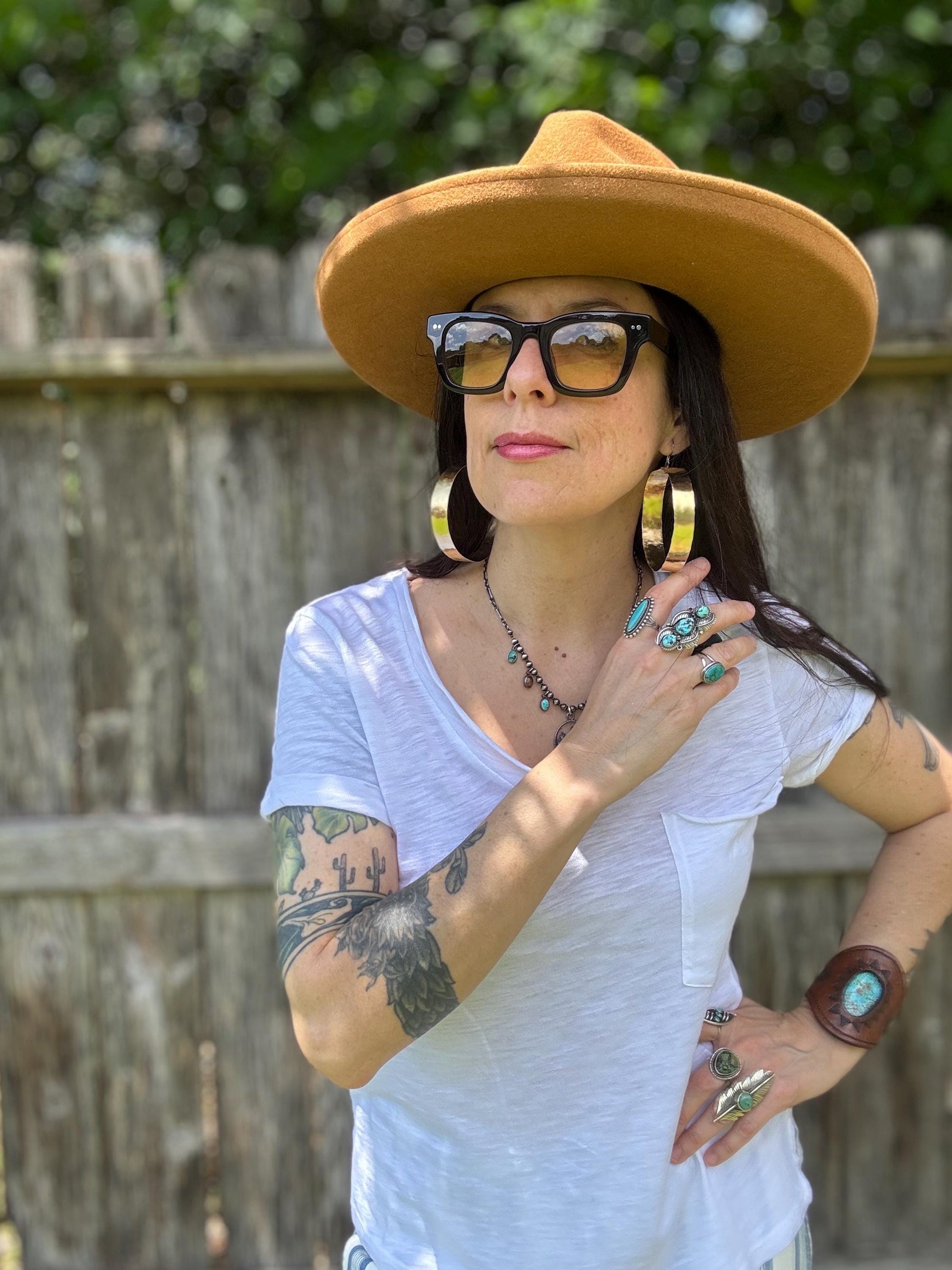 Wide Hammered Brass Hoop Earrings – Large Lightweight Statement Hoops – Minimal Gold Earrings