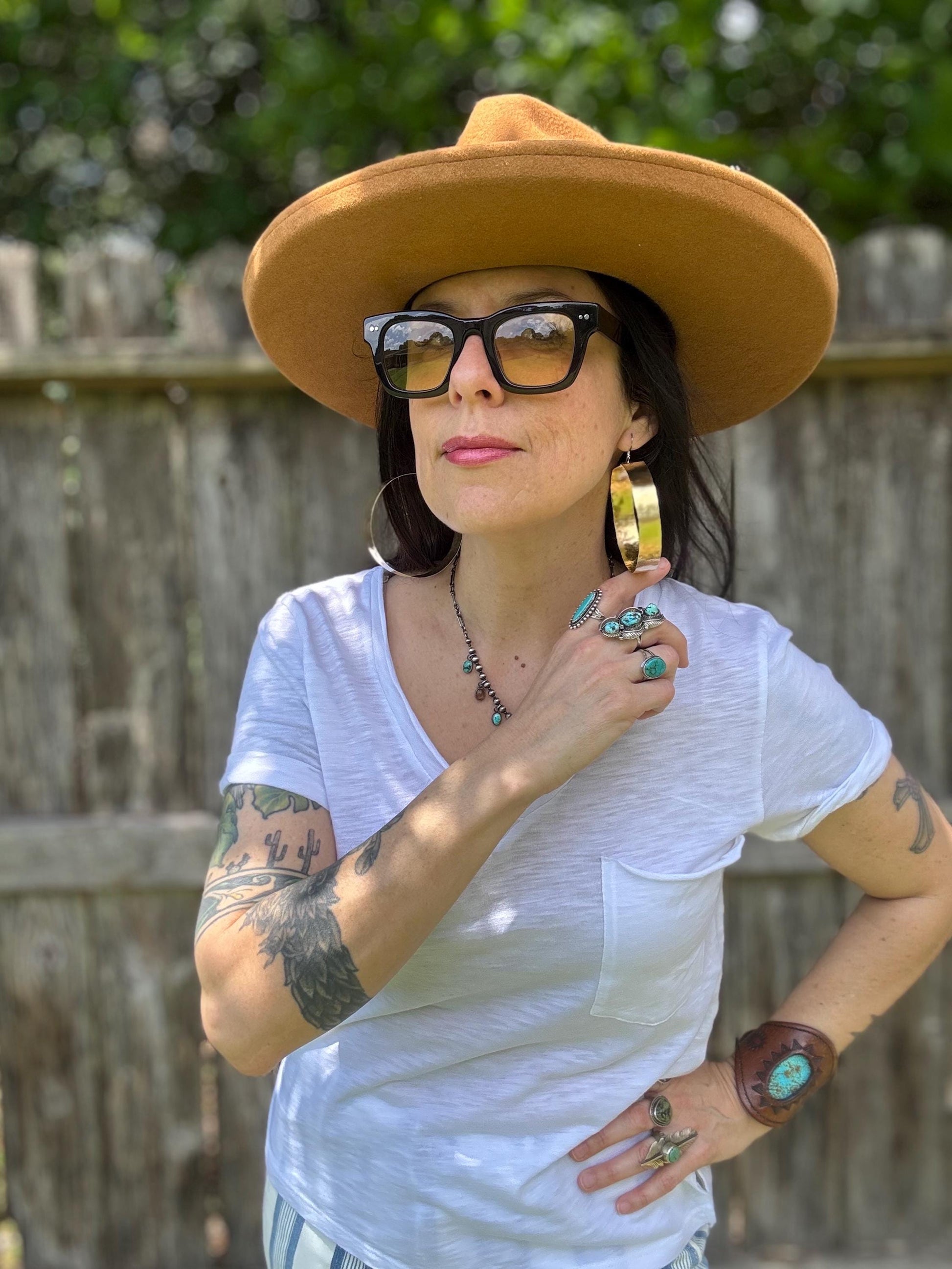 Wide Hammered Brass Hoop Earrings – Large Lightweight Statement Hoops – Minimal Gold Earrings