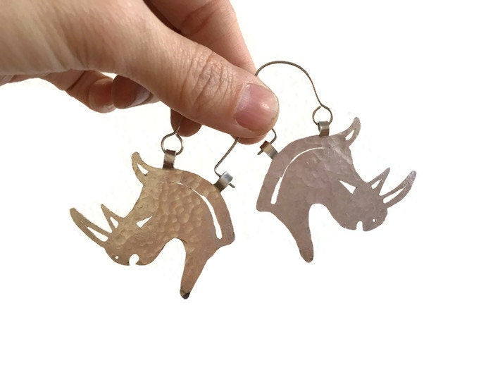 Rhinoceros earrings, rhino hoops, tribal jewelry, safari earrings