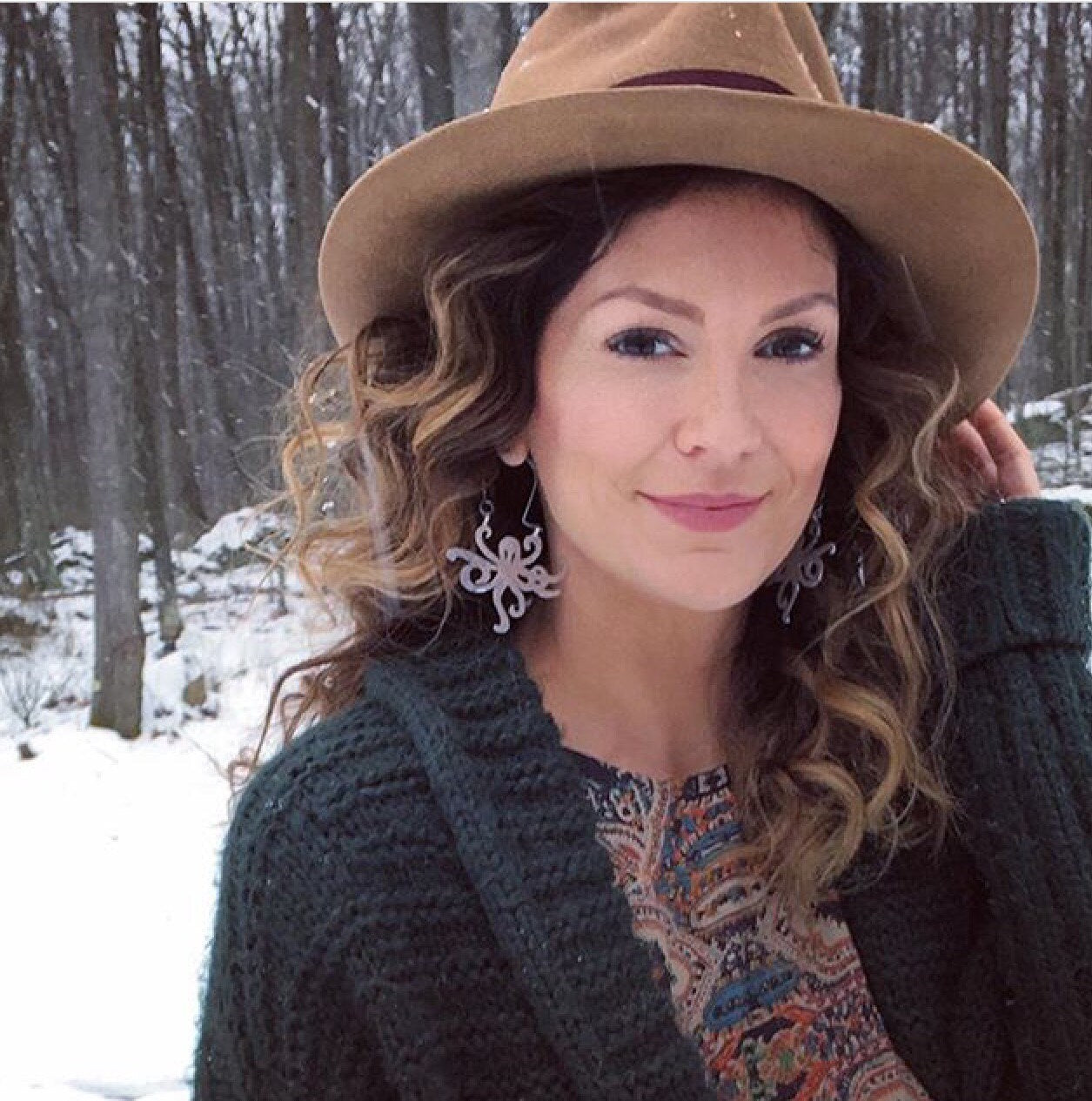 Handmade Metal Octopus Hoop Earrings: Ocean Jewelry