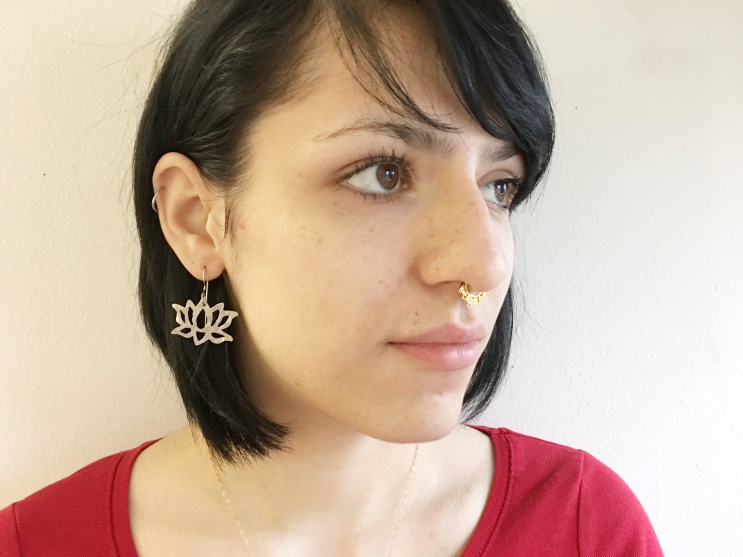 Handmade Aluminum Lotus Flower Earrings: Dangle Jewelry