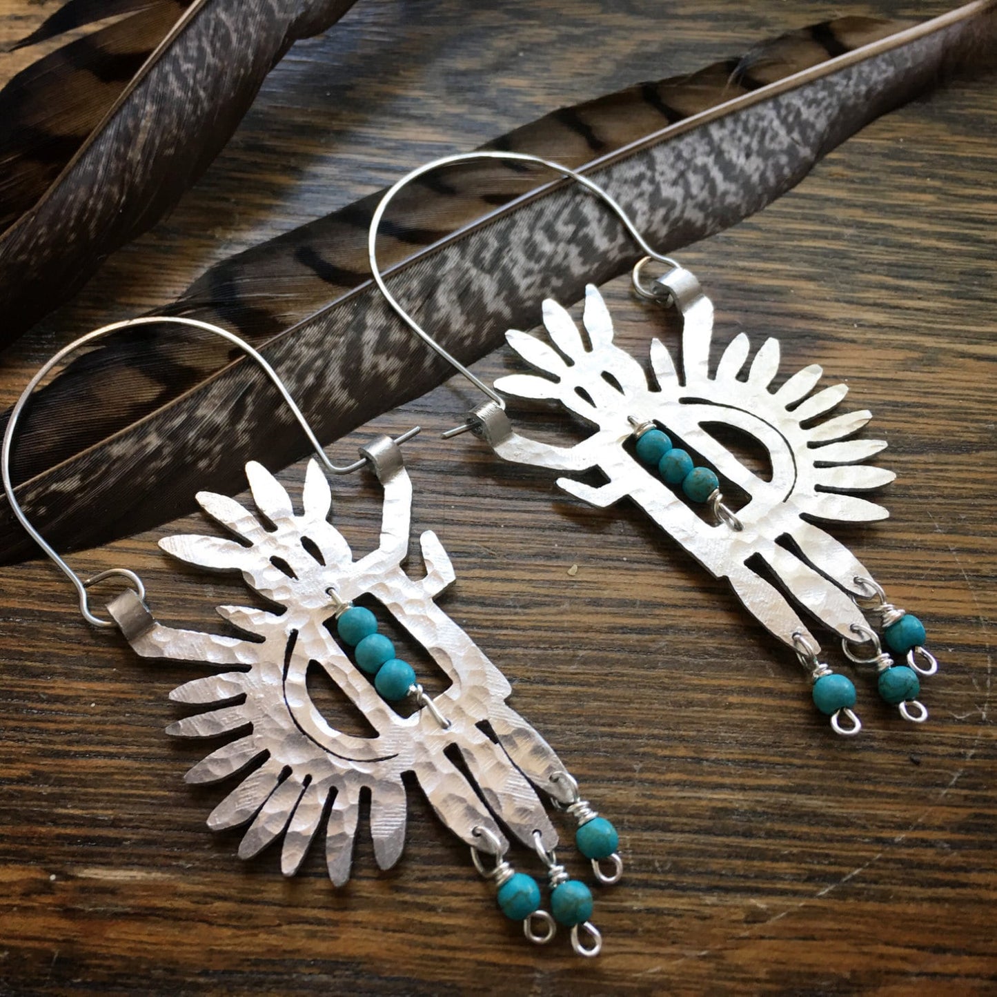 petroglyph earrings, tribal beaded hoop earrings