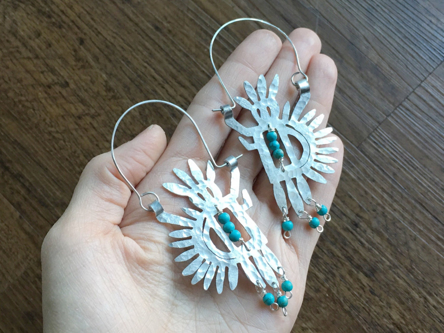 petroglyph earrings, tribal beaded hoop earrings