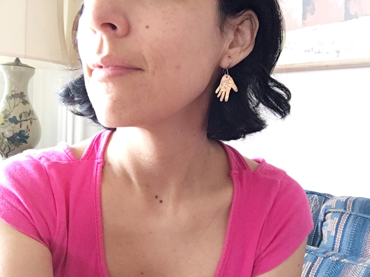 Handmade Metal Hand Earrings: Hammered Aluminum Dangle Jewelry