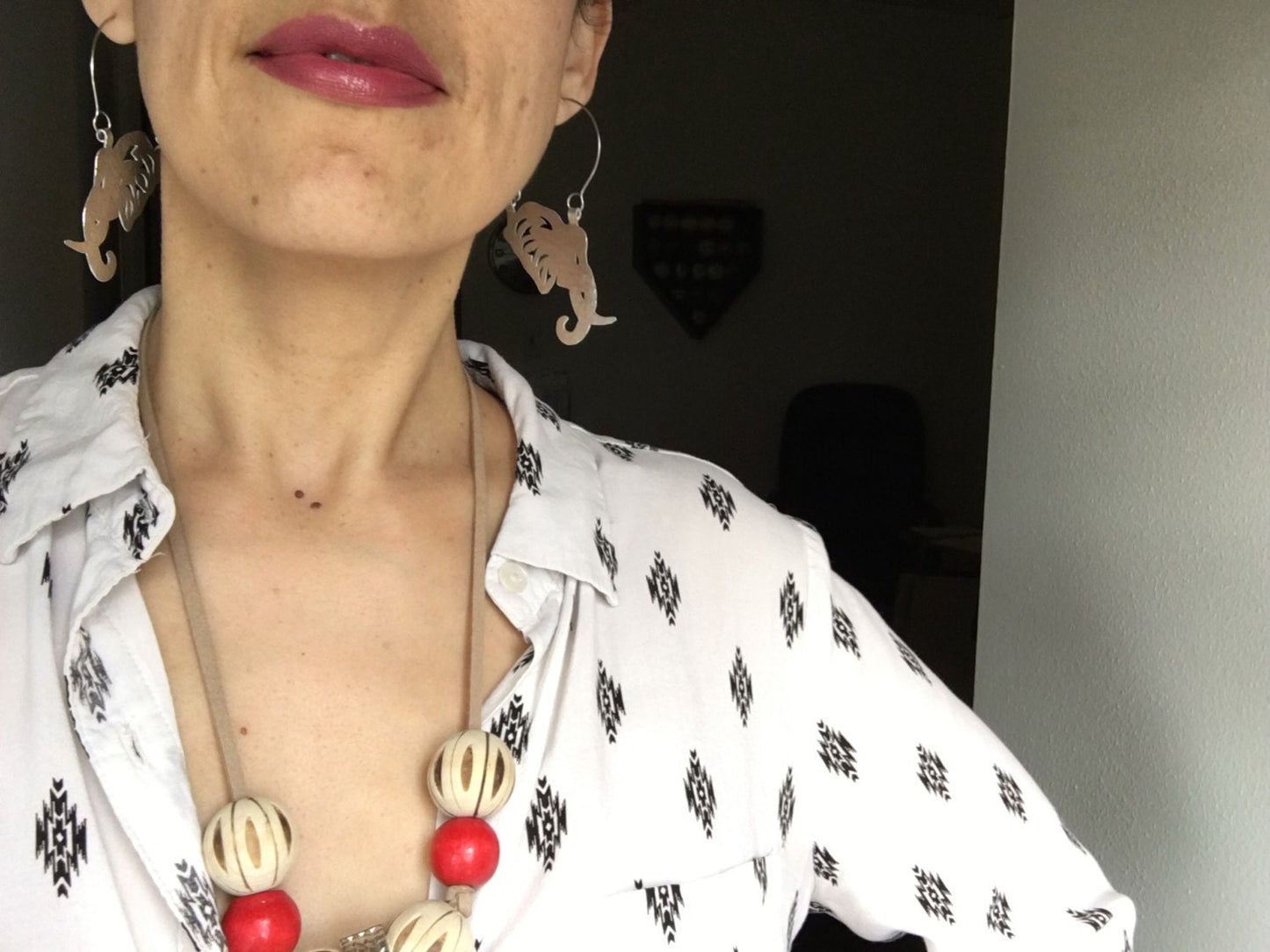 Handmade Elephant Head Hoop Earrings: Aluminum, Brass, or Copper