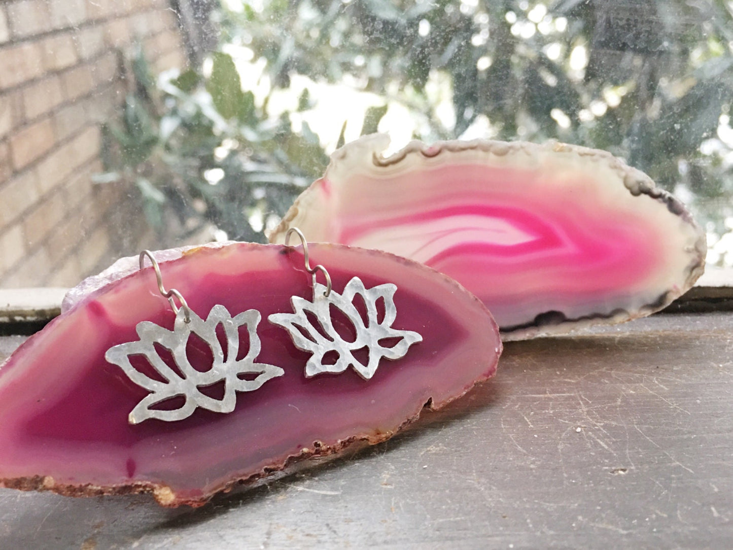 Handmade Aluminum Lotus Flower Earrings: Dangle Jewelry