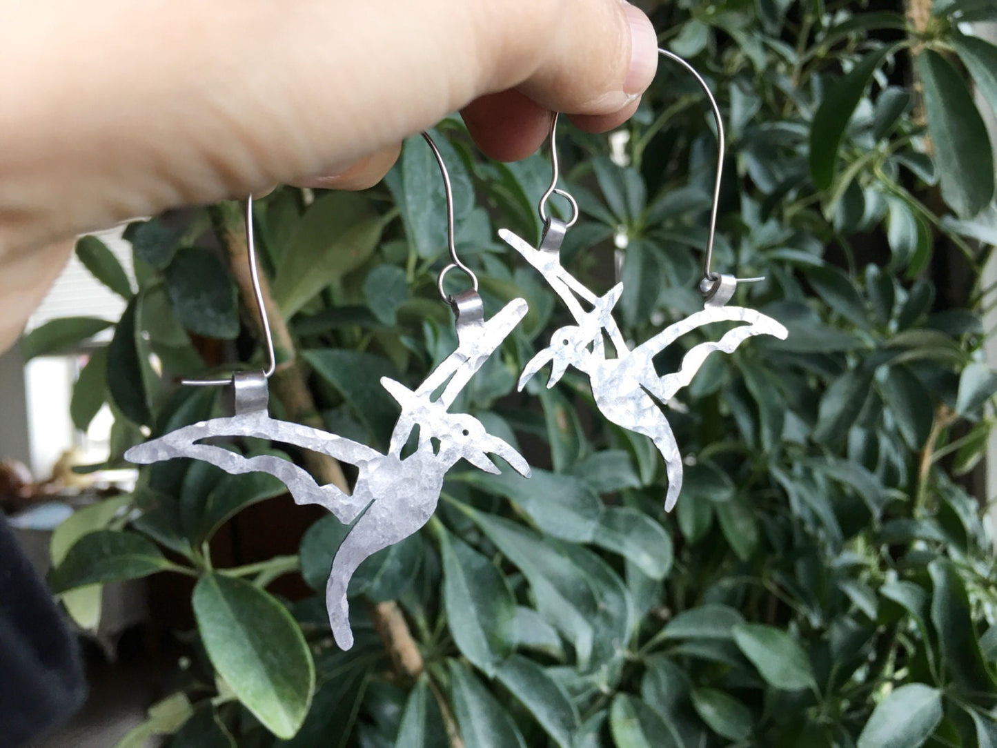 Handmade Pterodactyl Earrings: Stainless Steel Dinosaur Jewelry
