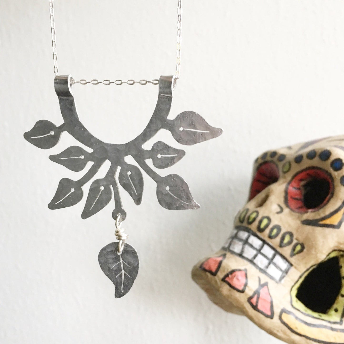 Handmade Pothos Leaf Necklace: Aluminum or Brass Plant Pendant