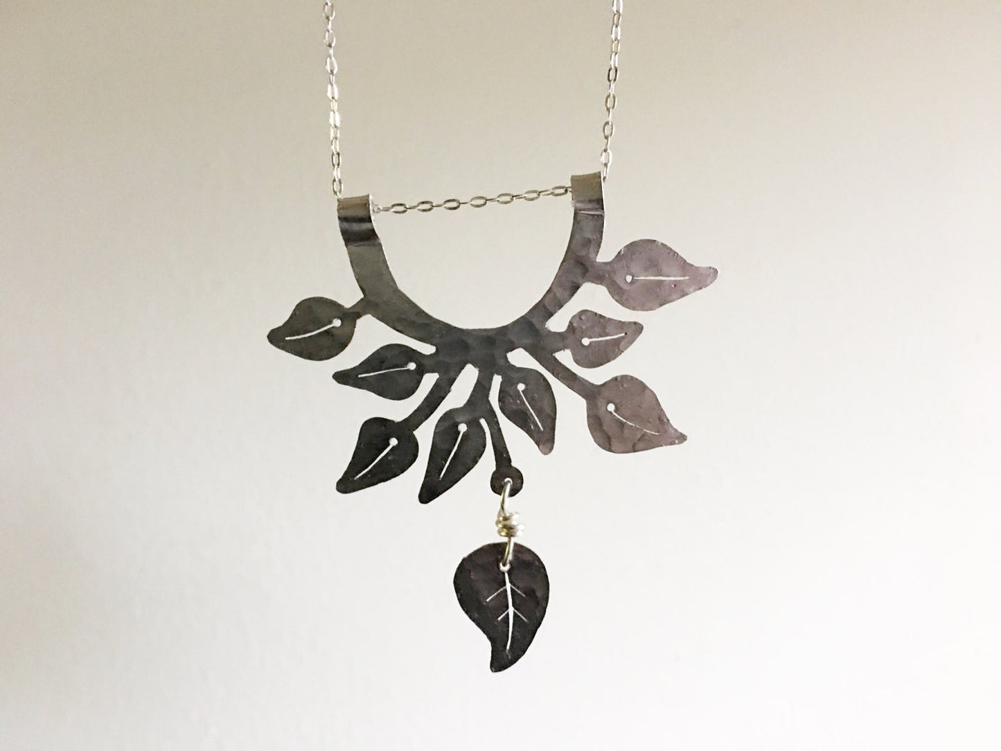 Handmade Pothos Leaf Necklace: Aluminum or Brass Plant Pendant