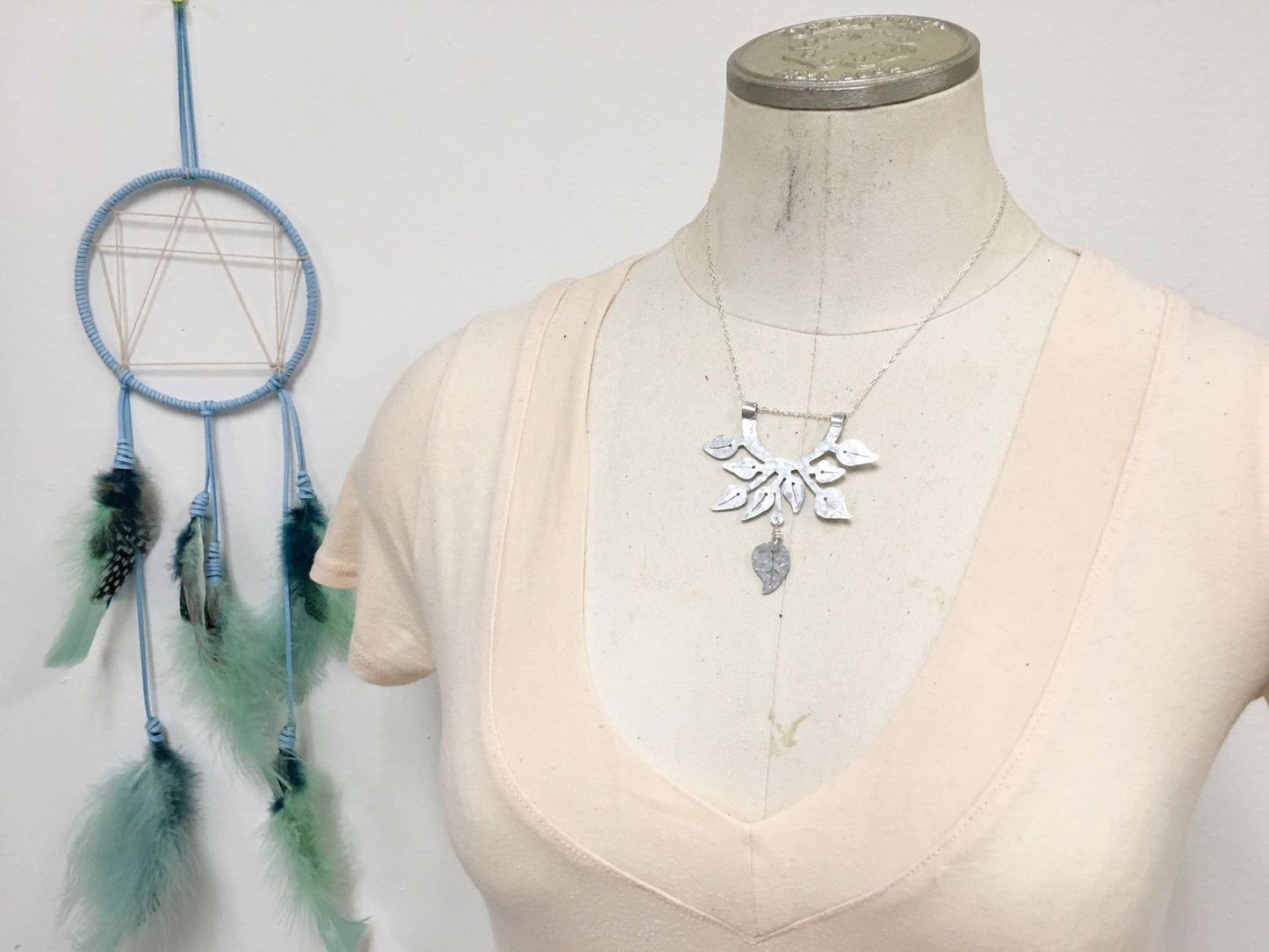 Handmade Pothos Leaf Necklace: Aluminum or Brass Plant Pendant