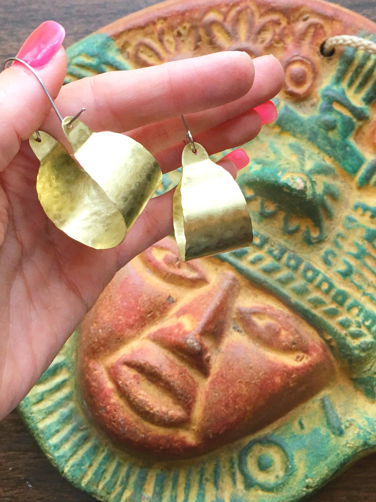 Rustic Hammered Metal Hoop Earrings: Wide Scoop Design