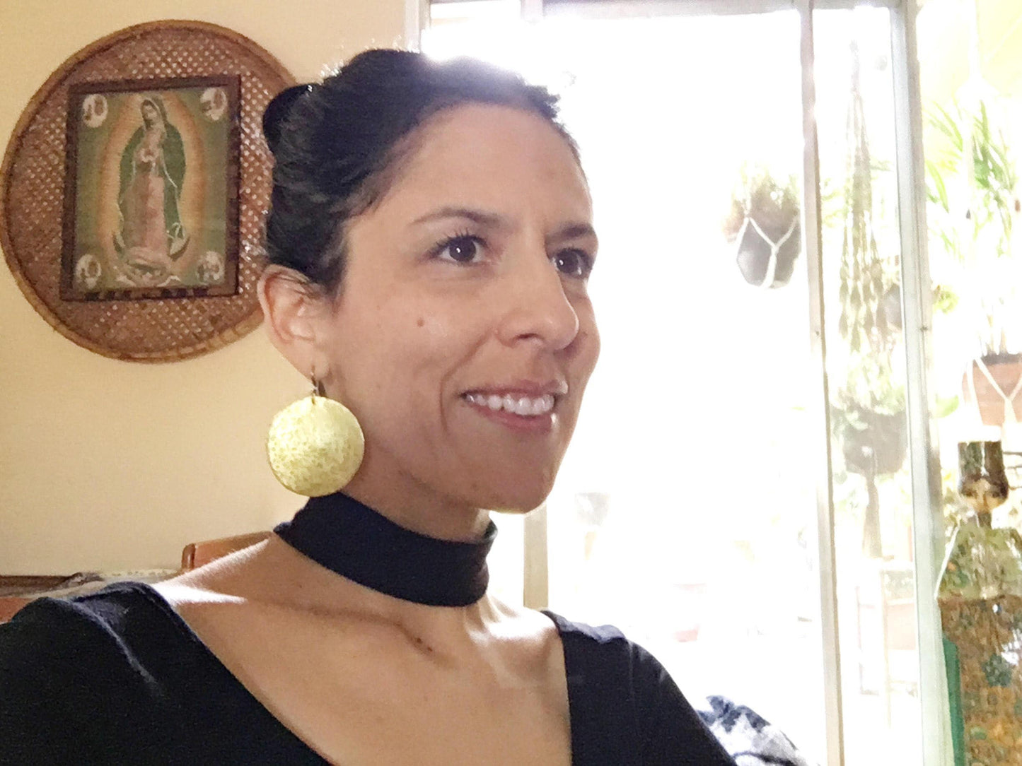 Handmade Hammered Metal Full Moon Earrings: Large Disk Earrings