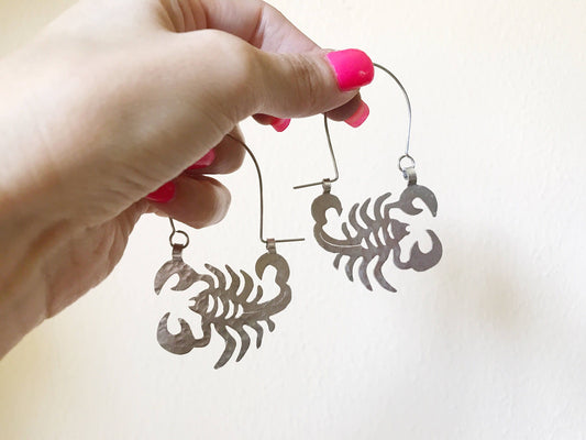Scorpion hoop earrings, scorpio earrings, arachnid jewelry