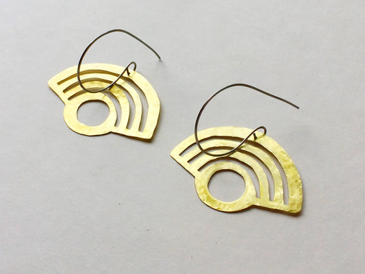 Rainbow earrings, metal arch hoops