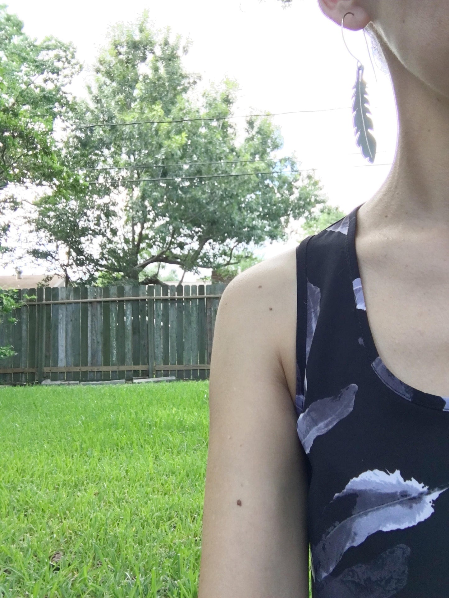 Handmade Aluminum Feather Hoop Earrings: Stainless Steel Ear Wire