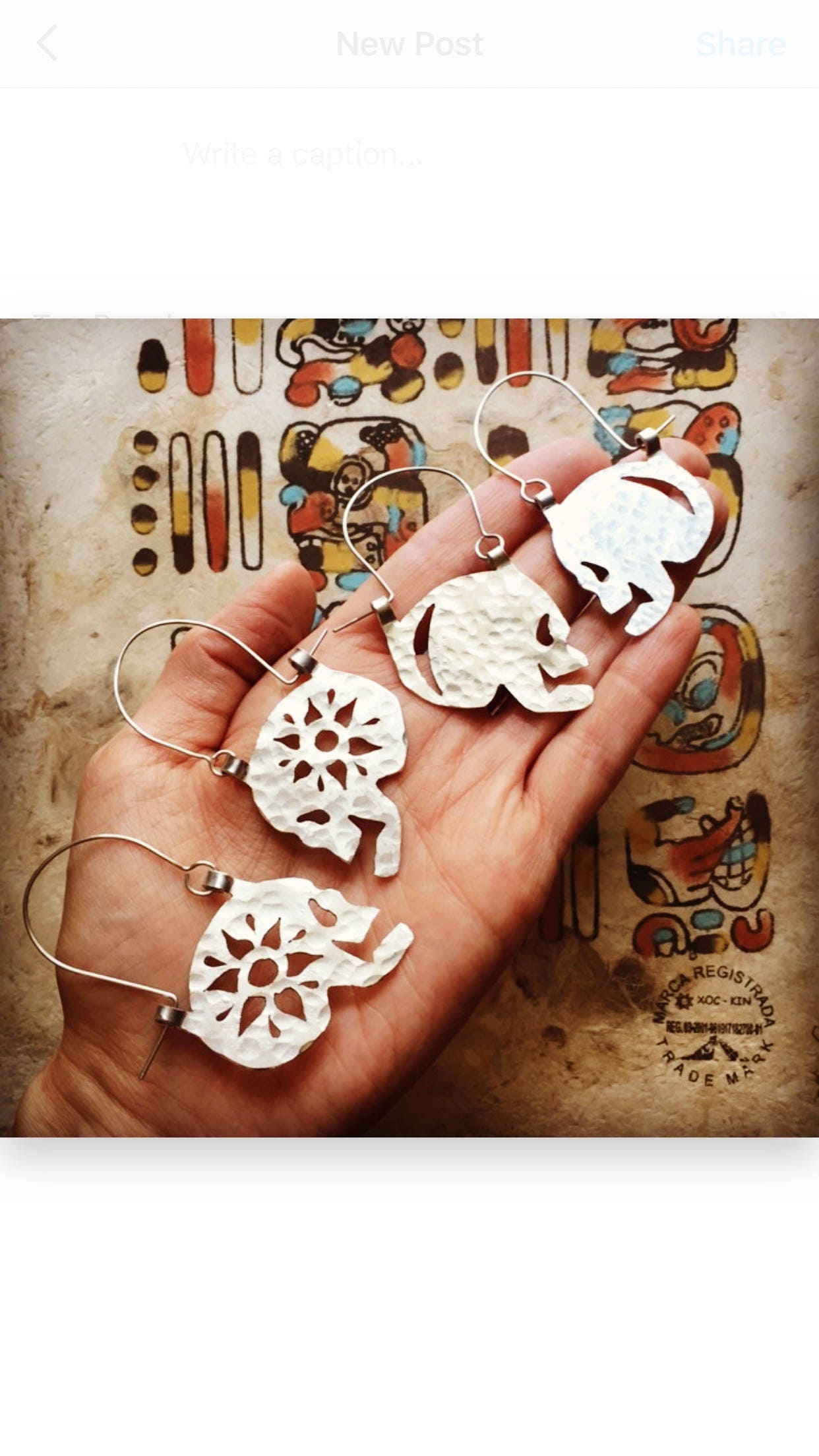 Skull earrings, hammered metal skull hoop earrings, day of the dead, folk art jewelry