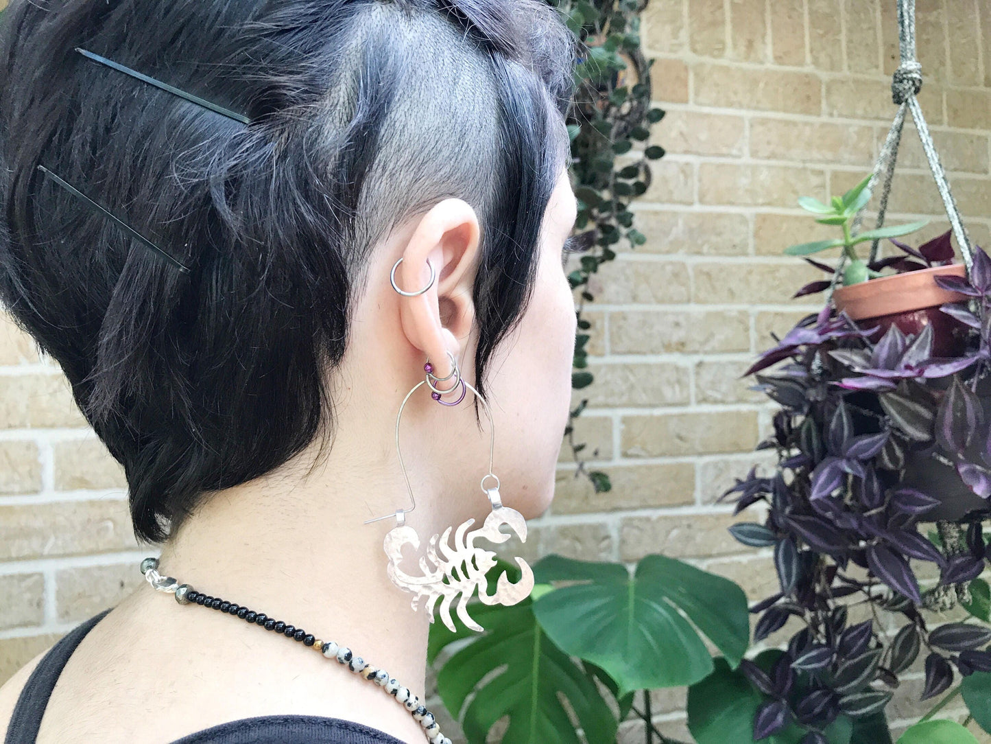 Scorpion hoop earrings, scorpio earrings, arachnid jewelry